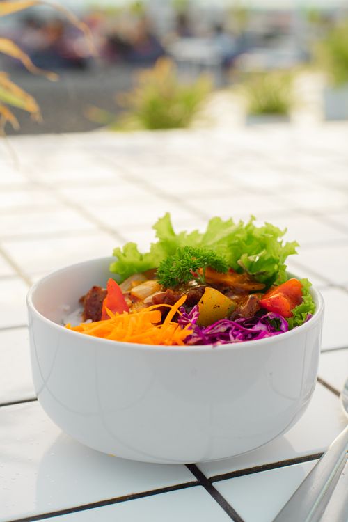 A colorful bowl of fresh salad