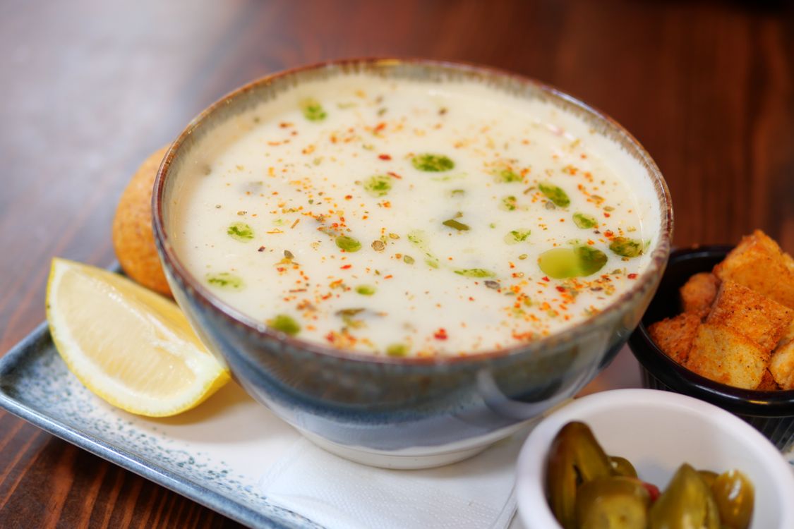 Creamy soup in a bowl